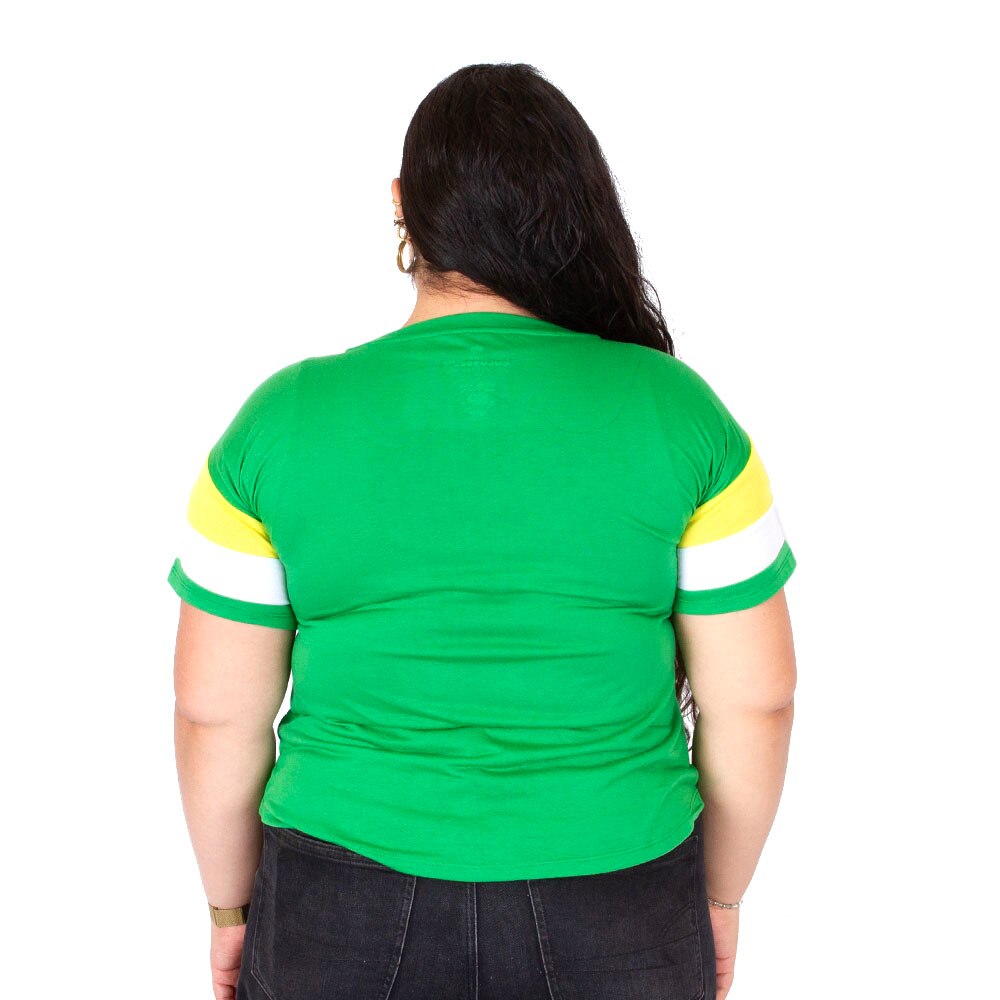 Oregon, Colosseum, Green, Crew Neck, Polyester Blend, Women, Stripe sleeve, Sparkle, T-Shirt, 927969